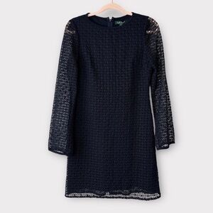 Lauren Ralph Lauren lace overlay classic dress in navy blue